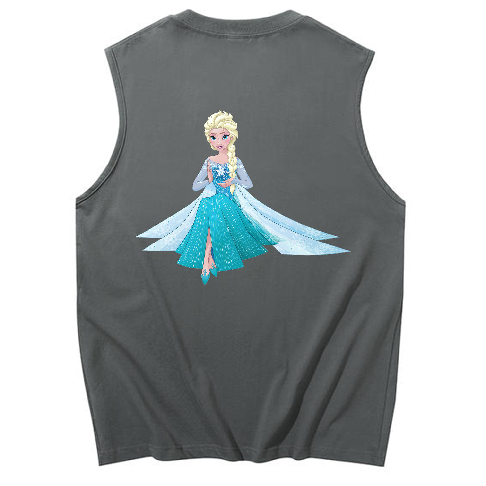 （画像用） アナと雪の女王 アンナ エルサ Frozen Anna Elsa コットン100％タンクトップ（背面プリント）
